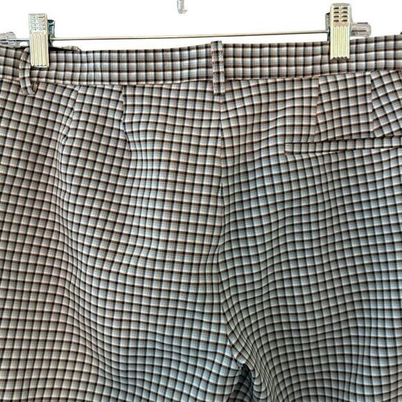 Theory Womens Slim Fit Blue black & White Checkered Dress Pants strech cropped s - Picture 6 of 7